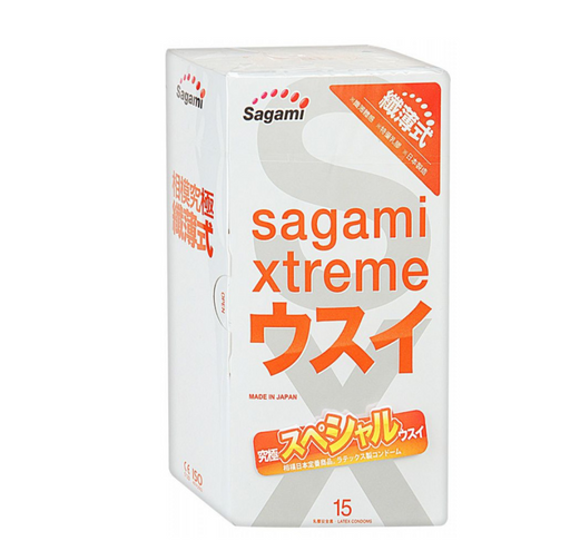Sagami Xtreme Superthin Презервативы ультратонкие, 0.04 мм, презерватив, ультратонкие, 15 шт.