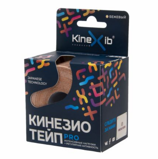 Kinexib Pro Бинт кинезио-тейп, 5х500см, бежевого цвета, 1 шт.