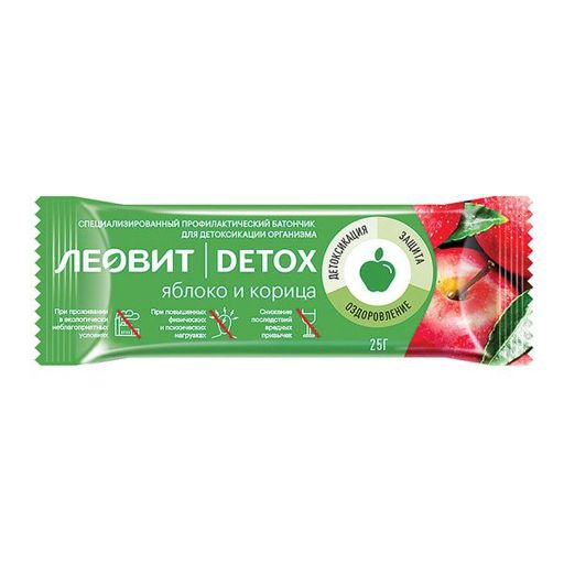 Леовит Detox батончик детоксикационный, яблоко корица, 25 г, 1 шт.
