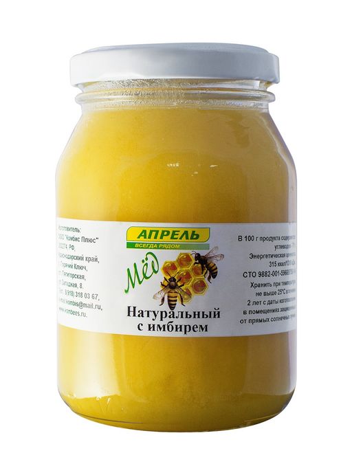 Мед натуральный с Имбирем, мед, 350 г, 1 шт.