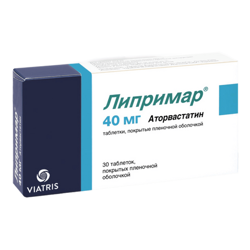 Липримар, 40 мг, таблетки, покрытые пленочной оболочкой, 30 шт.