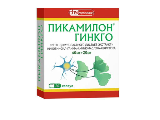 Пикамилон Гинкго, 20 мг+40 мг, капсулы, 30 шт.