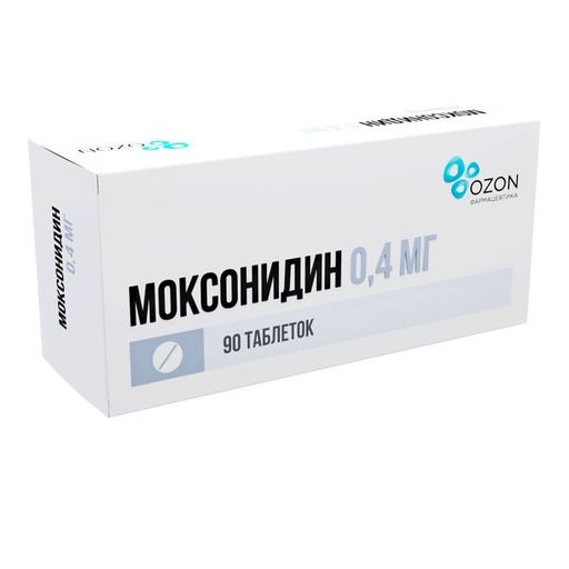 Моксонидин, 0.4 мг, таблетки, покрытые пленочной оболочкой, 90 шт.