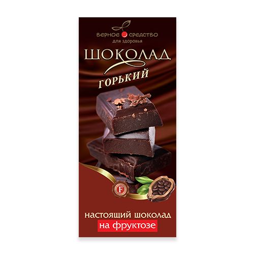 Верное средство Шоколад горький, шоколад, на фруктозе, 90 г, 1 шт.
