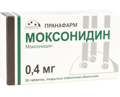 Моксонидин, 0.4 мг, таблетки, покрытые пленочной оболочкой, 30 шт.