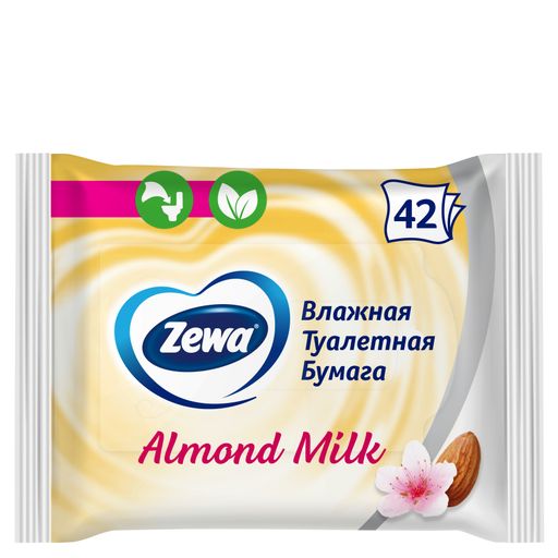 Zewa влажная туалетная бумага Миндальное молочко, 42 шт.