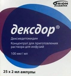 Дексдор, 100 мкг/мл, концентрат для приготовления раствора для инфузий, 2 мл, 25 шт.