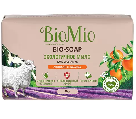 BioMio Мыло туалетное экологичное, Апельсин лаванда мята, 90 г, 1 шт.