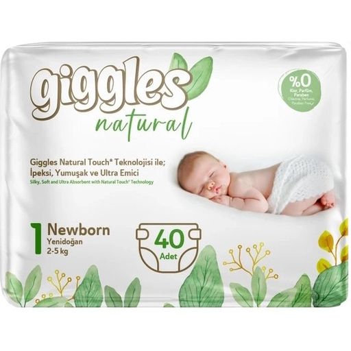 Giggles Natural Newborn Подгузники детские, 1, 2-5 кг, 40 шт.