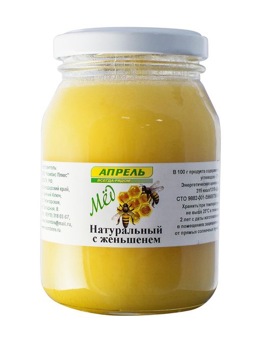 Мед натуральный с Женьшенем, мед, 350 г, 1 шт.