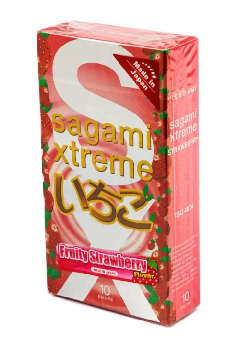 Sagami Xtreme Strawberry Презервативы, с ароматом клубники, 10 шт.