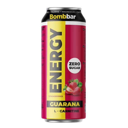 Bombbar Energy L-карнитин с Гуараной, напиток тонизирующий газированный, клубника-земляника, 500 мл, 1 шт.