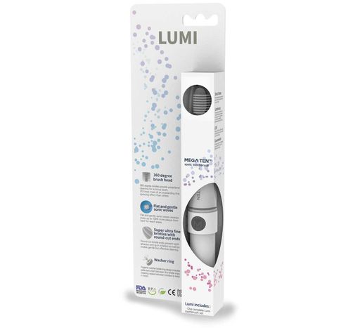 Mega Ten Lumi Щетка зубная электрическая для взрослых, щетка зубная электрическая, белого цвета, 1 шт.