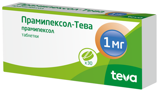 Прамипексол-Тева, 1 мг, таблетки, 30 шт.