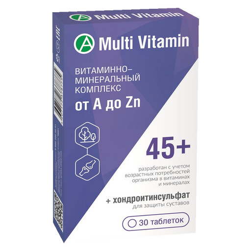 Витаминно-минеральный комплекс от A до Zn 45+, таблетки, 30 шт.