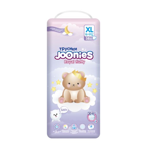 Joonies Royal fluffy Подгузники-трусики детские, XL, 12-17 кг, 38 шт.