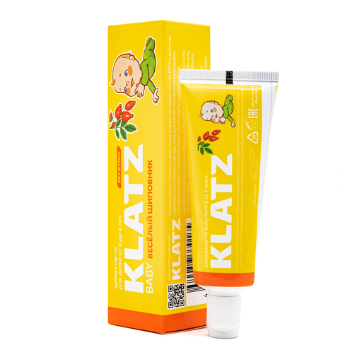 Klatz Baby Зубная паста для детей, без фтора, паста зубная, веселый шиповник, 40 мл, 1 шт.