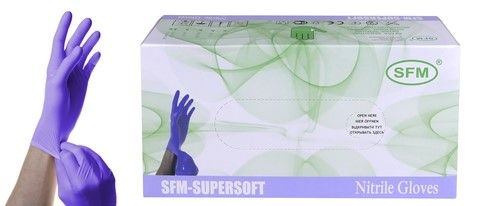 Перчатки SFM смотровые нитриловые неопудренные, р. M, фиолетового цвета, пара, 50 шт.