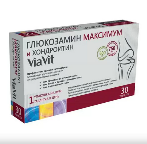 ViaVit Глюкозамин максимум и хондроитин, 1350 мг, таблетки, 30 шт.