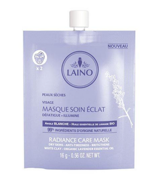 Laino Маска для лица органическая против усталости, маска для лица, с белой глиной и эфирным маслом лаванды, 16 г, 1 шт.