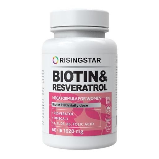 Risingstar Биотин и фолиевая кислота с омега-3, капсулы, 60 шт.