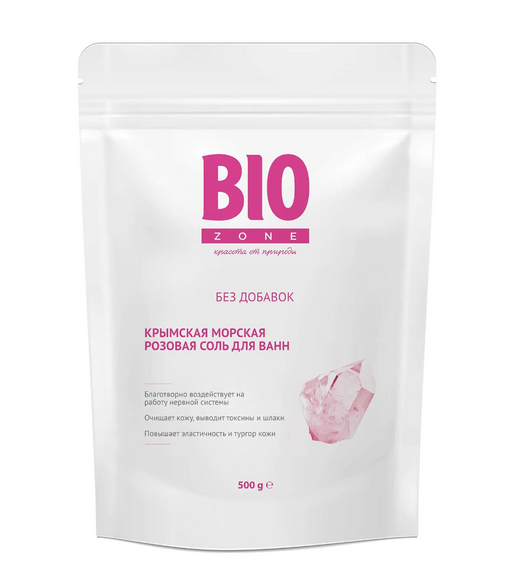 BioZone Соль для ванн Крымская морская, розовая соль, 500 г, 1 шт.