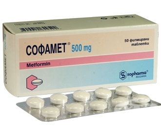 Софамет, 500 мг, таблетки, покрытые пленочной оболочкой, 50 шт.
