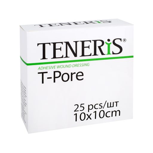 Teneris T-Pore Пластырь фиксирующий, 10смх10см, пластырь, нетканая основа, 1 шт.