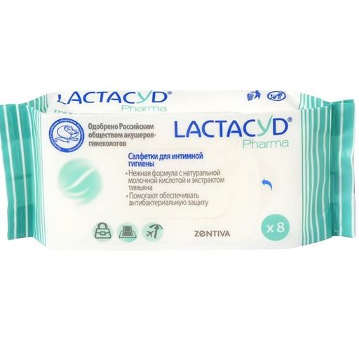 Lactacyd Салфетки для интимной гигиены с тимьяном, салфетки гигиенические, 8 шт.