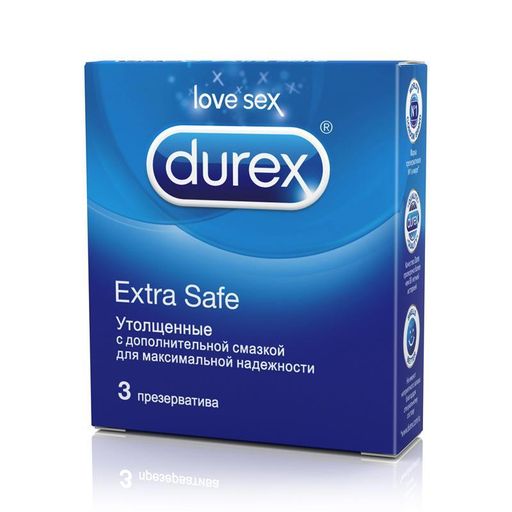 Презервативы Durex Extra Safe, презерватив, гладкие, утолщенные, 3 шт.