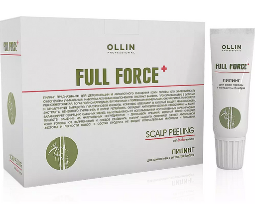 Ollin Prof Full Force Пилинг для кожи головы, пилинг, с экстрактом бамбука, 15 мл, 10 шт.