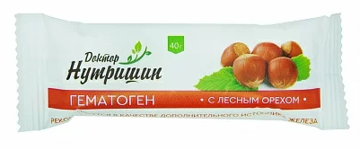 Доктор Нутришин Гематоген лесной орех, 40 г, 1 шт.