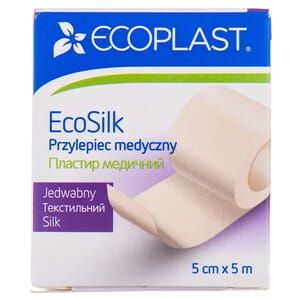 Ecoplast Пластырь фиксирующий Ecosilk, 5смх5м, пластырь медицинский, тканевая основа, 1 шт.