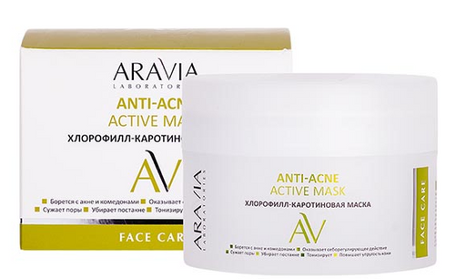 Aravia Laboratories Anti-Acne Маска для лица, маска для лица, хлорофилл-каротиновая, 150 мл, 1 шт.