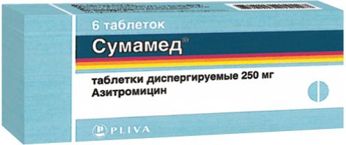 Сумамед, 250 мг, таблетки диспергируемые, 6 шт.