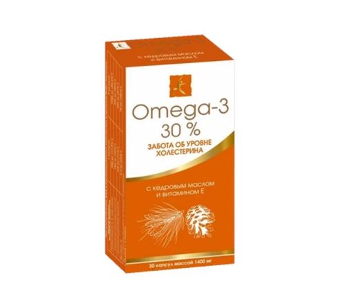 Омега-3 с кедровым маслом и витамином Е, капсулы, омега-3 30%, 30 шт.