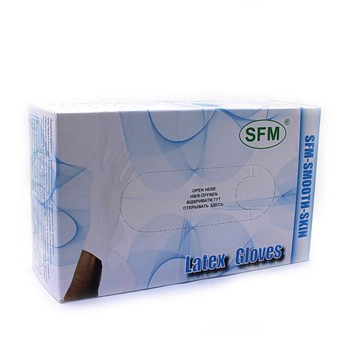 SFM Перчатки смотровые латексные, 7-8, M, нестерильная (ые, ый), 100 шт.