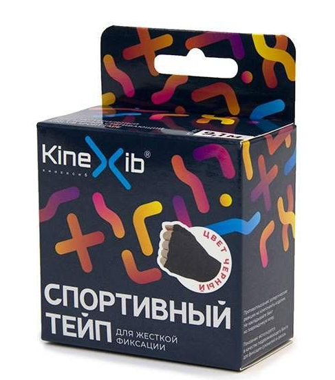 Kinexib Sport Tape бинт нестерильный адгезивный стягивающий, 9,1м x 3,8см, черного цвета, 1 шт.