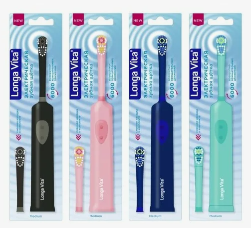 Longa Vita электрическая зубная щетка для взрослых, арт. КАВ-2, щетка зубная, цвет в ассортименте, 1 шт.