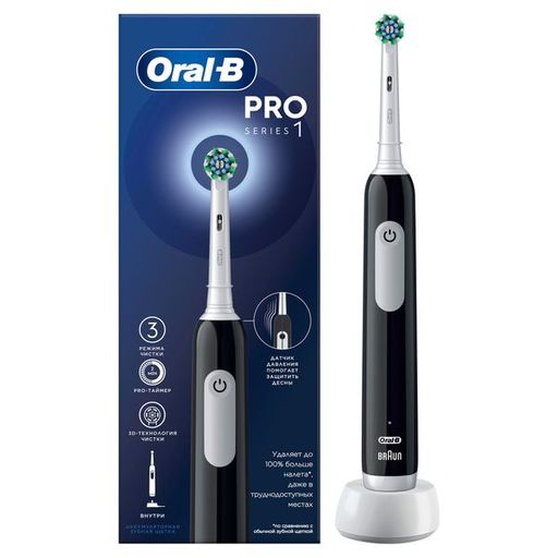 Oral-B Pro 1 CrossAction Электрическая зубная щетка 3791, черного цвета, щетка зубная электрическая, с зарядным устройством тип 3757, 1 шт.