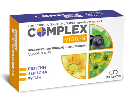 Complex Vision Комплексный подход к сохранению здоровья глаз, капсулы, лютеин черники рутин, 30 шт.