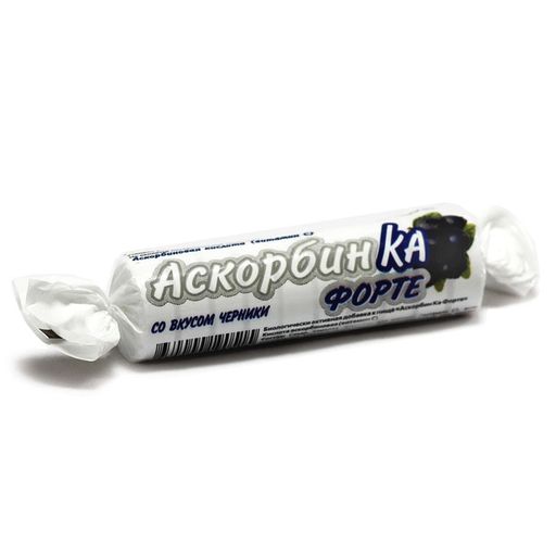 Аскорбин Ка Форте, 3 г, таблетки жевательные, со вкусом черники, 10 шт.