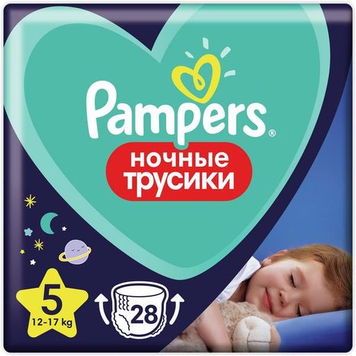 Pampers Premium Care Подгузники-трусики детские ночные, р. 5, 12-17 кг, 28 шт.