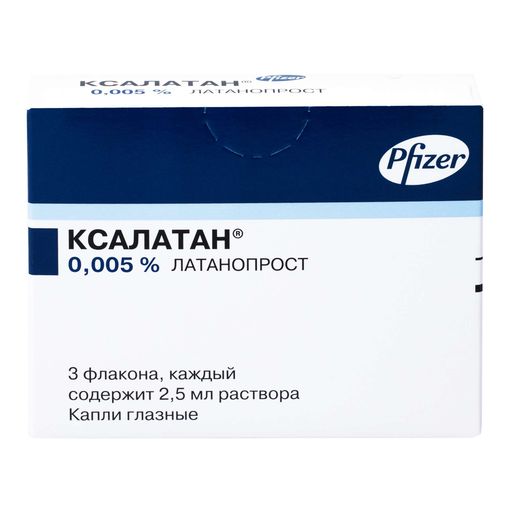 Ксалатан, 0.005%, капли глазные, 2.5 мл, 3 шт.