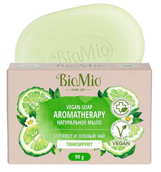 BioMio Bio-Soap Натуральное мыло, Зеленый чай и эфирное масло Бергамота, 90 г, 1 шт.