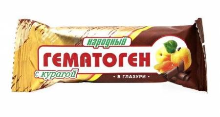 Гематоген народный с курагой в глазури, плитка, 40 г, 1 шт.