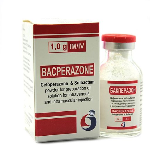 Бакперазон, 1 г+1 г, порошок для приготовления раствора для внутривенного и внутримышечного введения, 1 шт.