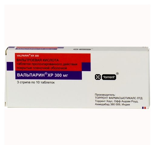 Вальпарин ХР, 300 мг, таблетки пролонгированного действия, покрытые пленочной оболочкой, 30 шт.