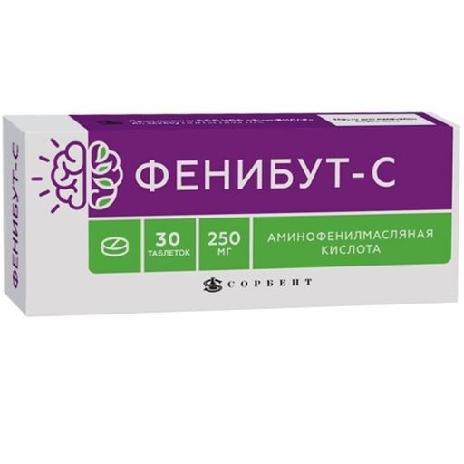Фенибут-с, 250 мг, таблетки, 30 шт.