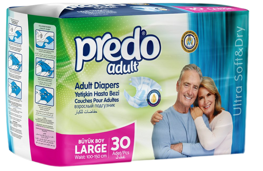 Predo Adult Подгузники для взрослых, L, 100-150 см, 30 шт.